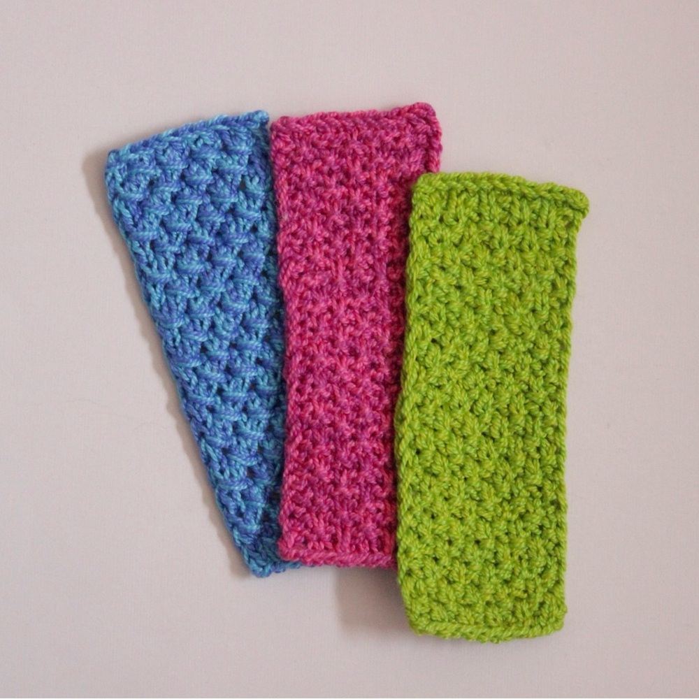 Set of Multicolor Neon Handmade Cotton Knit Bookmarks